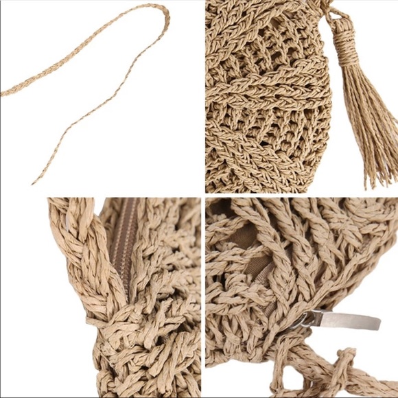 Bohemian straw shoulder and cross body bag - Picture 3 of 7